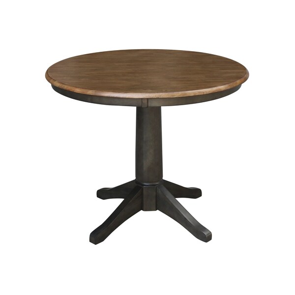 International Concepts 36 in. Round Pedestal Dining Table with 4 Madrid LadderBack Chairs - 5 Piece Dining Set - K45-36RT-27B-C2-4