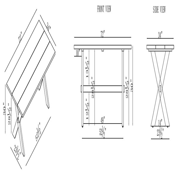 Alaterre Furniture 72 W X 34 L X 30 H - ACCH012264WH
