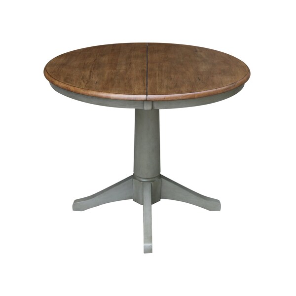 International Concepts 36 in. Round Extension Dining table with 2  chairs - K41-36RXT-27B-C2-2