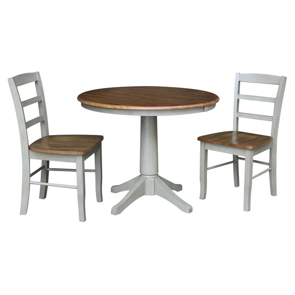 International Concepts 36 in. Round Extension Dining table with 2  chairs - K41-36RXT-27B-C2-2