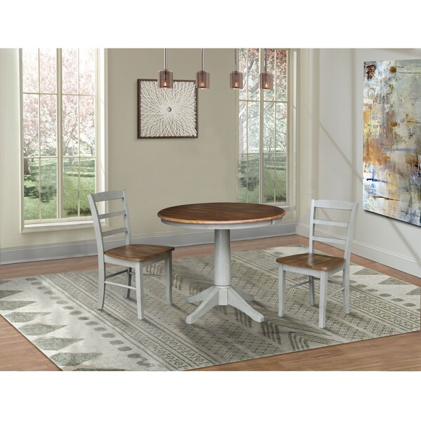 International Concepts 36 in. Round Extension Dining table with 2  chairs - K41-36RXT-27B-C2-2