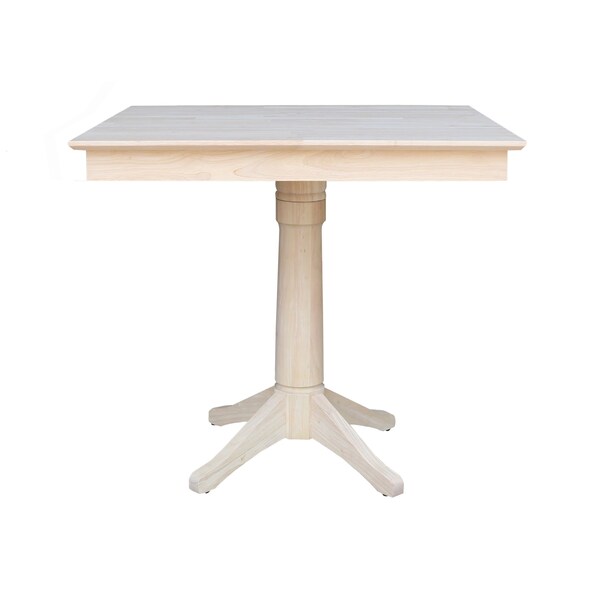 International Concepts 36 in. x 36 in. Square Top Pedestal Table  With 4 Counter Height Stools Set of 5 - K-3636TP-27B-S6172-4