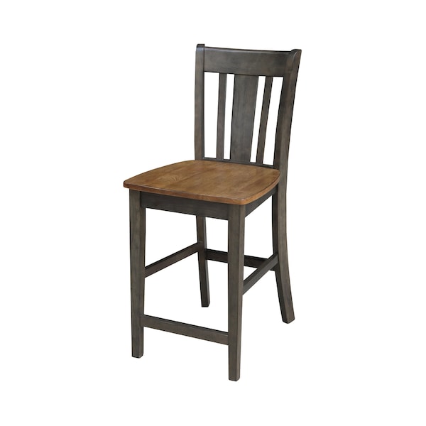 International Concepts 36 in. Solid Wood Round Top Dining Table with 4 Counter Height Stools in Hickory/Washed Coal - K45-36RT-23B-S102-4