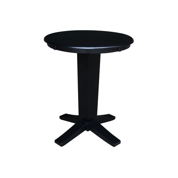 International Concepts 30 in. Solid Wood Round Top Dining Table with 2 Counter Height Stools in Black - K46-30RT-23B-S102-2