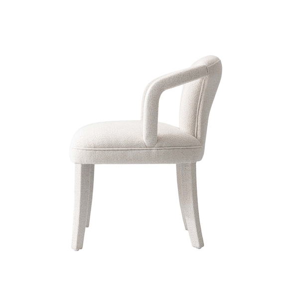 Manhattan Comfort 7-Piece Hathaway 59.05 Round Dining Set in Natural with 6 Flor Dining Chairs in Ivory - 6-DT05DC088AR-NAIV