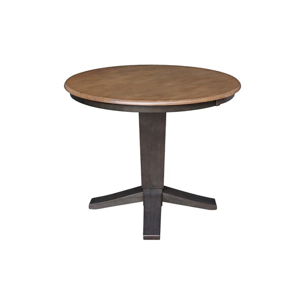 International Concepts 36 in. Solid Wood Round Top Pedestal Dining Table - 29.9 in. High, Hickory/Washed Coal - K45-36RT-23B