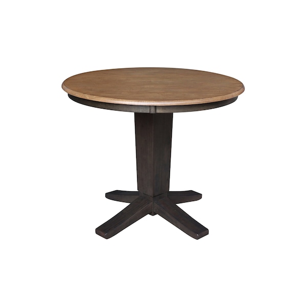 International Concepts 36 in. Solid Wood Round Top Pedestal Dining Table - 29.9 in. High, Hickory/Washed Coal - K45-36RT-23B