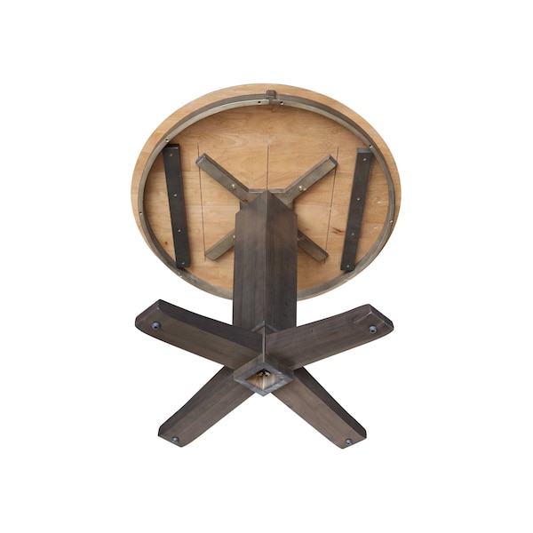 International Concepts 36 in. Solid Wood Round Top Pedestal Dining Table - 29.9 in. High, Hickory/Washed Coal - K45-36RT-23B