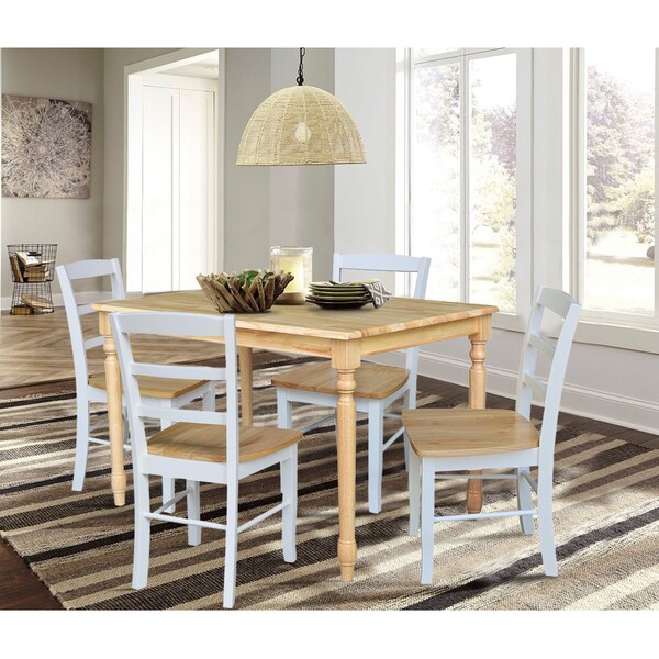 International Concepts 30 in. x 48 in. Solid Wood Dining Table with 4 Chairs - K01-3048-C02-2-4