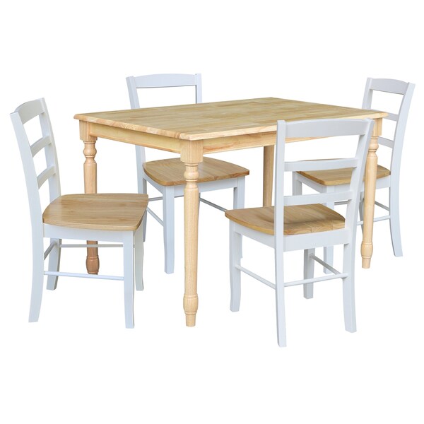 International Concepts 30 in. x 48 in. Solid Wood Dining Table with 4 Chairs - K01-3048-C02-2-4