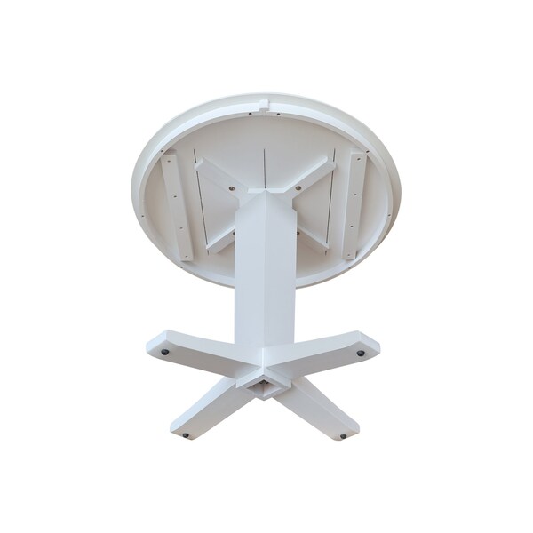 International Concepts 36 in. Solid Wood Round Top Pedestal Dining Table - 29.9 in. High, White - K08-36RT-23B