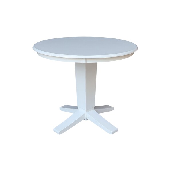 International Concepts 36 in. Solid Wood Round Top Pedestal Dining Table - 29.9 in. High, White - K08-36RT-23B