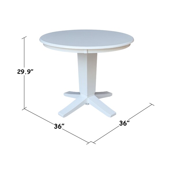 International Concepts 36 in. Solid Wood Round Top Pedestal Dining Table - 29.9 in. High, White - K08-36RT-23B