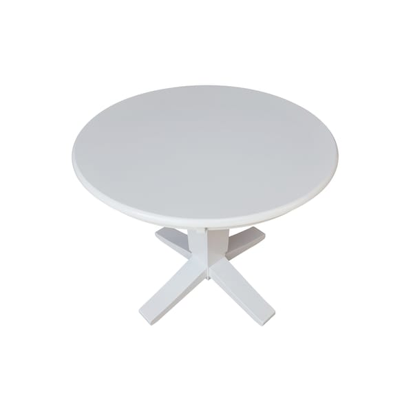 International Concepts 36 in. Solid Wood Round Top Pedestal Dining Table - 29.9 in. High, White - K08-36RT-23B