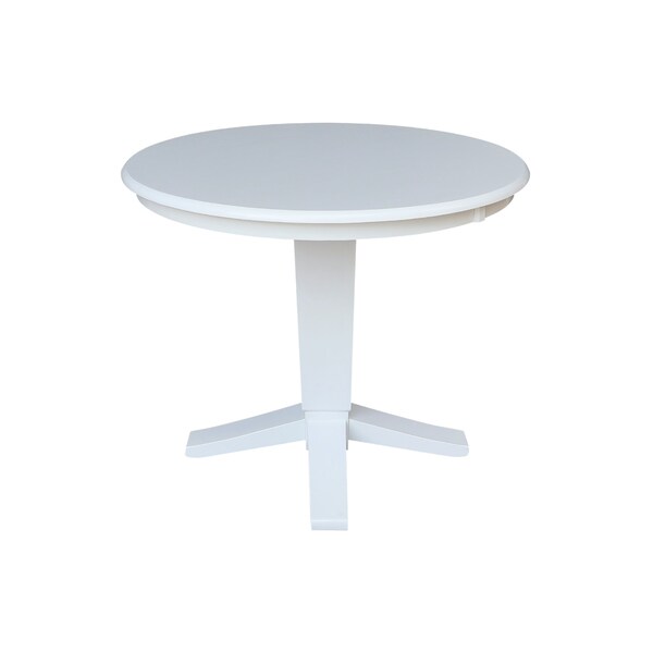 International Concepts 36 in. Solid Wood Round Top Pedestal Dining Table - 29.9 in. High, White - K08-36RT-23B