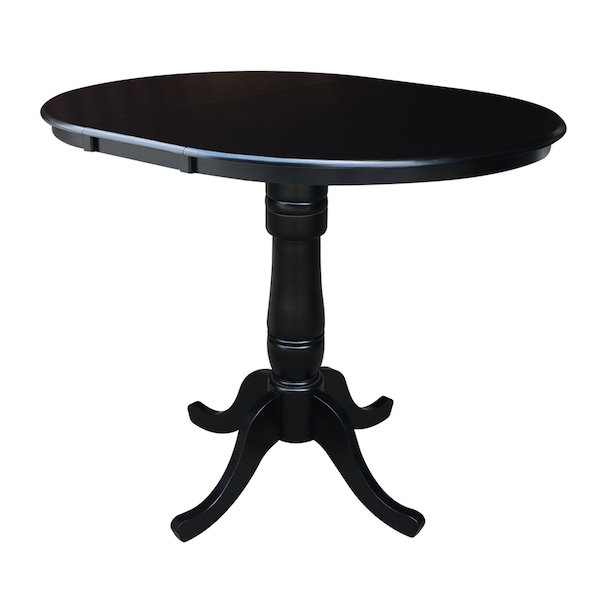 International Concepts 36 in. Round Counter Height Extension Dining Table w/12 in. Leaf and 4 Emily Counter Height Stools - K46-36RXT-S6172-4