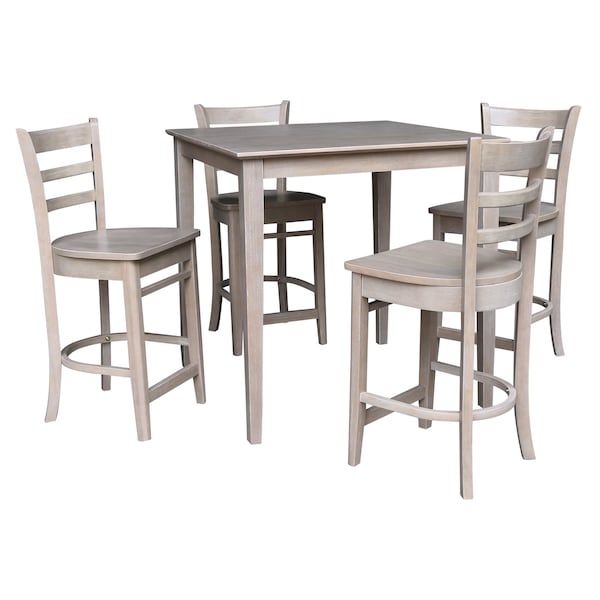 International Concepts 36 in. x 36 in. Counter Height Table with 4 Emily Counter Height Stools - 5 Piece Set - K09-3636-S6172-4