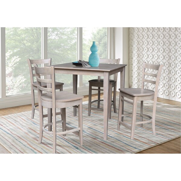 International Concepts 36 in. x 36 in. Counter Height Table with 4 Emily Counter Height Stools - 5 Piece Set - K09-3636-S6172-4