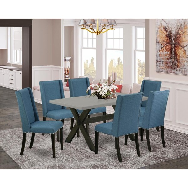 East West Furniture 7 Piece X-Style Kitchen Furniture Set - Mineral Blue - X696FL121-7