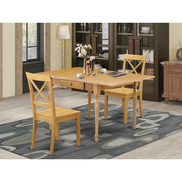 East West Furniture 3 Piece Monza Dinette Set - Oak - MZBO3-OAK-W