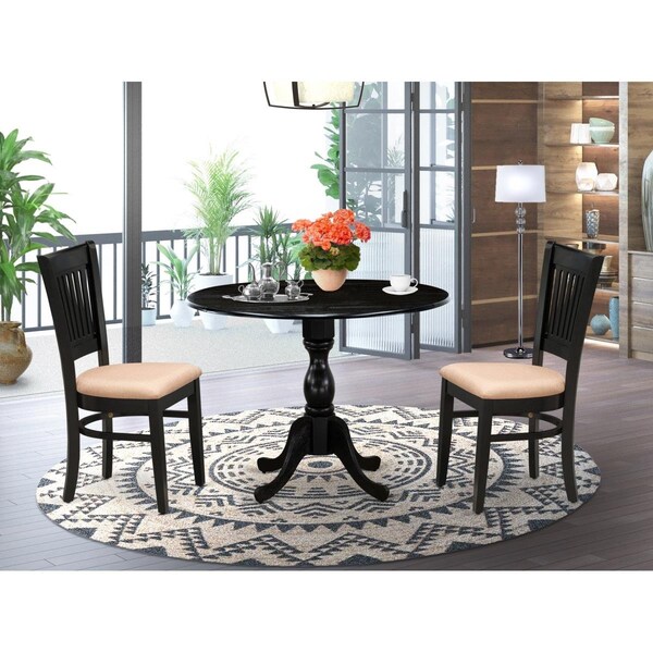 East West Furniture 3 Piece Dublin Dining Room Table Set - Black - DMVA3-BLK-C
