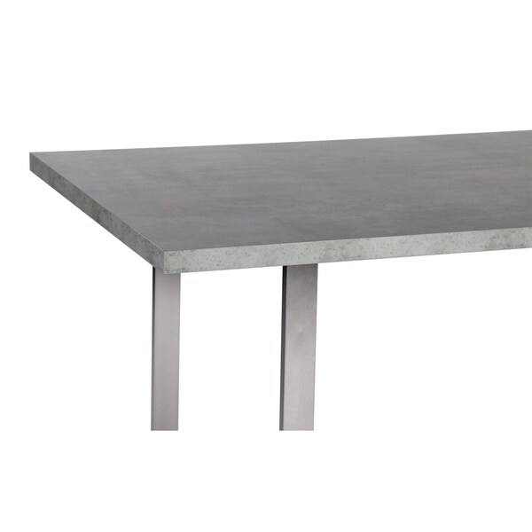 Armen Living Fenton Dining Table with Cement Gray Laminate Top and Brushed Stainless Steel Base - LCFEDIBE
