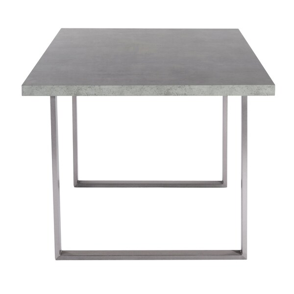 Armen Living Fenton Dining Table with Cement Gray Laminate Top and Brushed Stainless Steel Base - LCFEDIBE