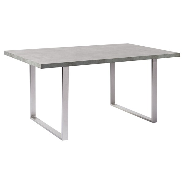 Armen Living Fenton Dining Table with Cement Gray Laminate Top and Brushed Stainless Steel Base - LCFEDIBE