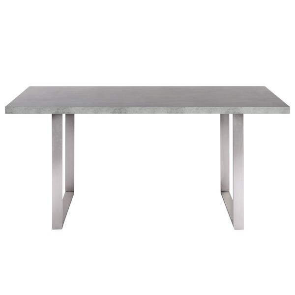 Armen Living Fenton Dining Table with Cement Gray Laminate Top and Brushed Stainless Steel Base - LCFEDIBE