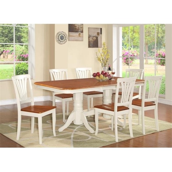 East West Furniture East West Furniture NAAV5-WHI-W 5 Piece Dining Room Set For 4-Dining Table With A Leaf and 4 Dining Room Chairs - NAAV5-WHI-W