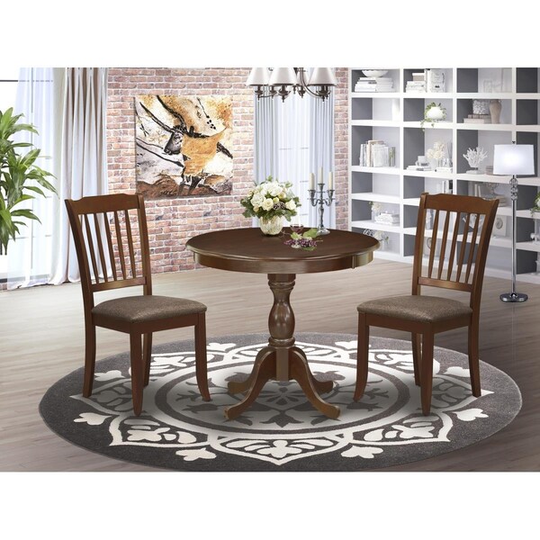 East West Furniture 3 Piece Antique Dining Room Table Set - Mahogany - AMDA3-MAH-C
