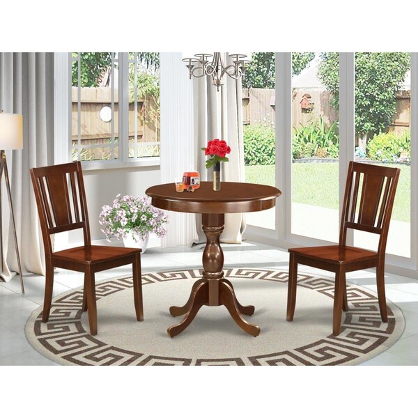 East West Furniture 3 Piece Eden Dining Table Set - Mahogany - ESDU3-MAH-W