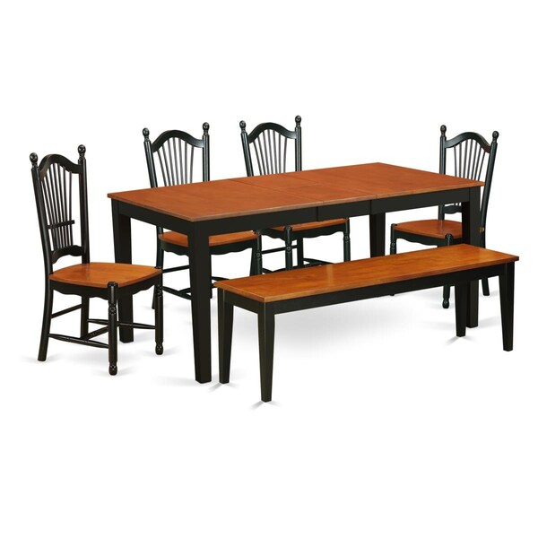 East West Furniture PC Dining Room Set, Black & Cherry - NIDO6-BCH-W