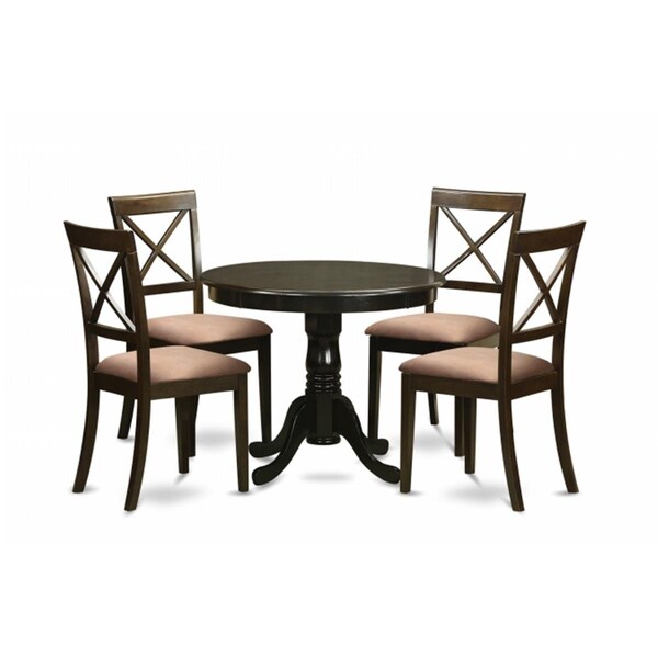 East West Furniture 5 Piece Small Kitchen Table and Chairs Set-Round Table and 4 Chairs For Dining Room - ANBO5-CAP-C