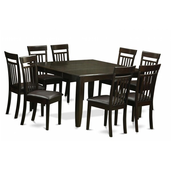 East West Furniture 9 Piece Dining Room Set-Table and 8 Kitchen Chairs - PFCA9-CAP-LC