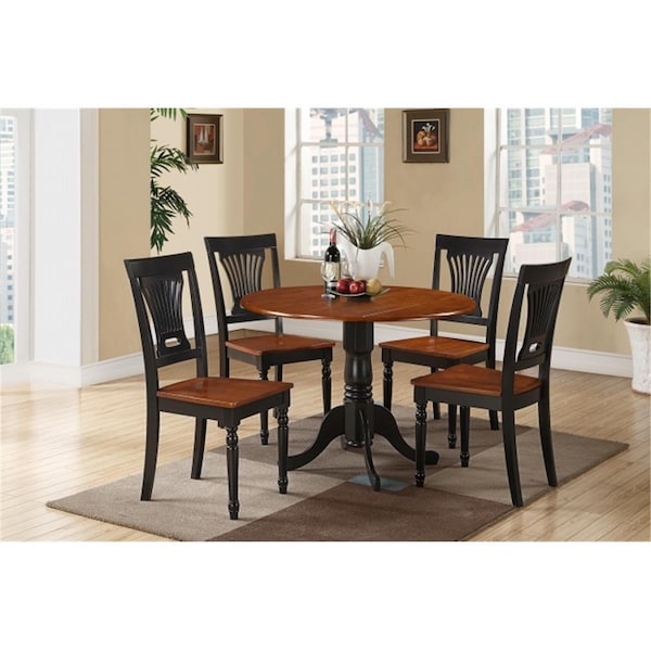 East West Furniture 5 Piece Small Kitchen Table and Chairs Set-Table and 4 Dinette Chairs - DLPL5-BCH-W