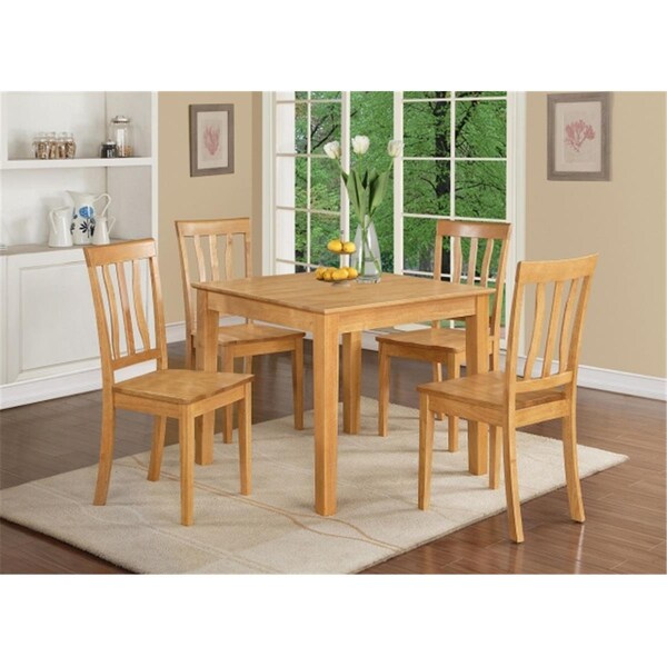 East West Furniture 3 Piece Small Kitchen Table Set-Square Table and 2 Dining Chairs - OXAV3-OAK-W