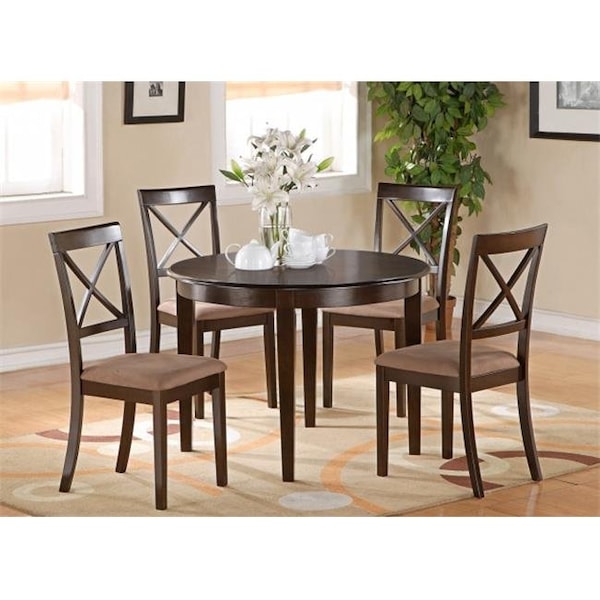 East West Furniture East West Furniture BOST3-CAP-C Boston 3PC set with round table and 2 microfiber upholstered seat chairs - BOST3-CAP-C