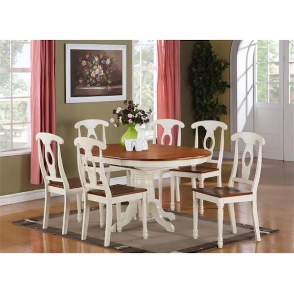 East West Furniture East West Furniture KENL7-WHI-W 7 Piece Dining Room Set For 6-Oval Dining Table and 6 Dining Chairs - KENL7-WHI-W