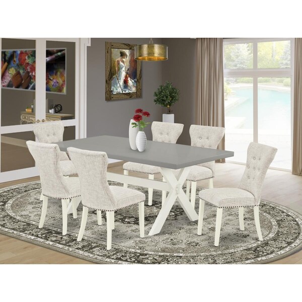 East West Furniture 7 Piece X-Style Kitchen Dining Set - Linen White - X097GA235-7