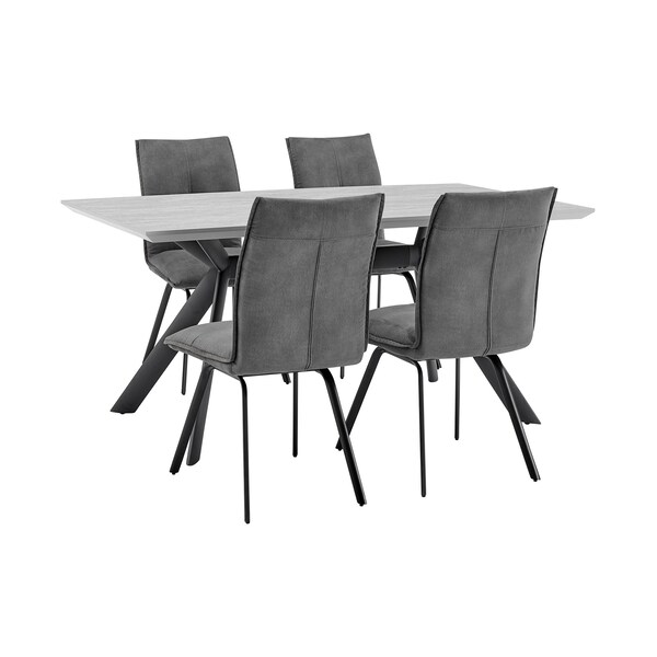 Armen Living Margot and Rylee 5 Piece Modern Rectangular Dining Set in Light Gray Melamine Wood - SETMNDI5RYCH