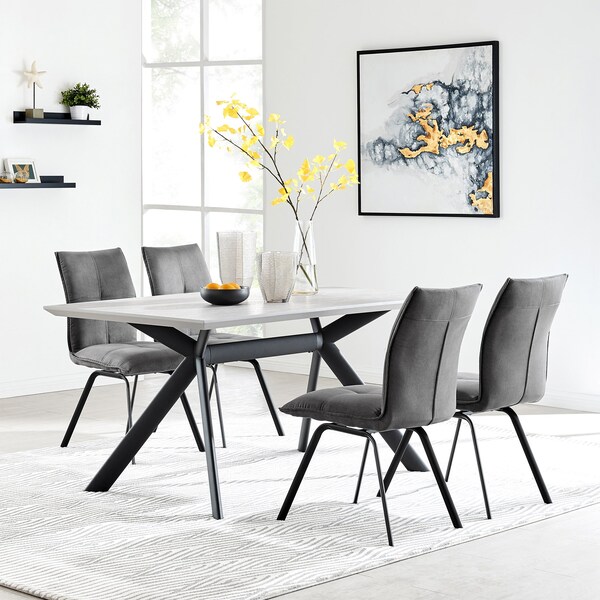 Armen Living Margot and Rylee 5 Piece Modern Rectangular Dining Set in Light Gray Melamine Wood - SETMNDI5RYCH