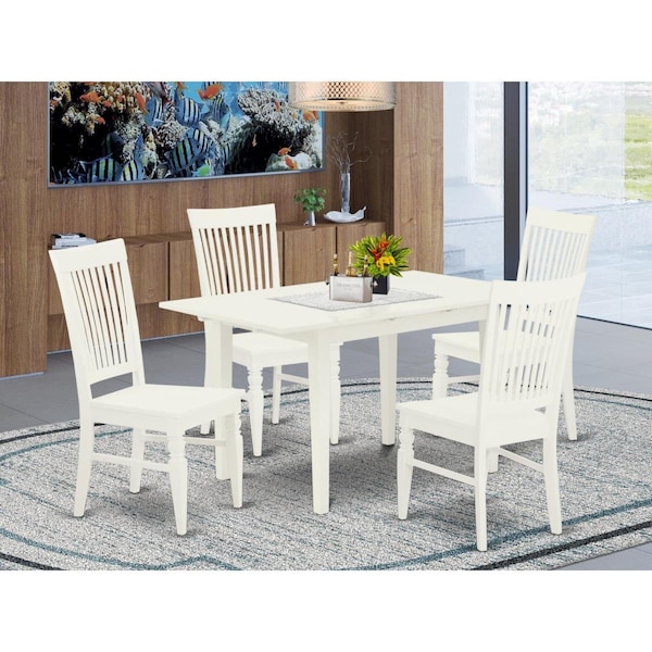 East West Furniture 5 Piece Norfolk Modern Dinette Set - Linen White - NOWE5-WHI-W