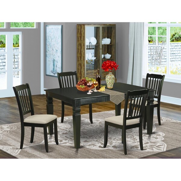 East West Furniture 5 Piece Weston Dining Set - Black - WEDA5-BLK-C