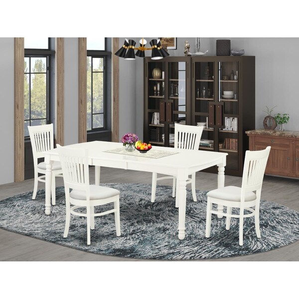 East West Furniture 5 Piece Dover Wood Dining Table Set - Linen White - DOVA5-LWH-C