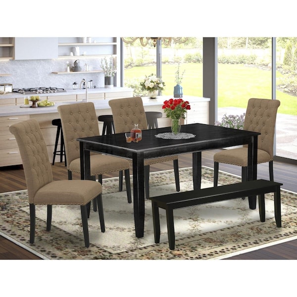 East West Furniture 6 Piece Dudley Dining Set - Black - DUBR6-BLK-17