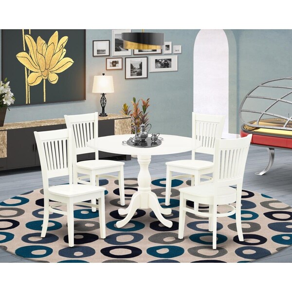 East West Furniture 5 Piece Dublin Kitchen Dining Room Set - Linen White - DMVA5-LWH-W