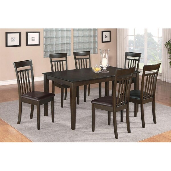 East West Furniture Capri 7PC set with Solid Wood TopTable and 6 Leather upholstered seat chairs - CAP7S-CAP-LC
