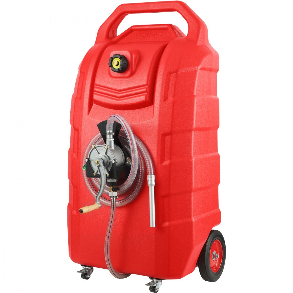 VEVOR Fuel Caddy, 32 Gallon, Portable Fuel Storage Tank On-Wheels, with Manual Transfer Pump, Gasoline Diesel Fuel Container for Cars, Lawn Mowers, ATVs, Boats, More, Red - SLJYCHS3213MMZ3WQV0