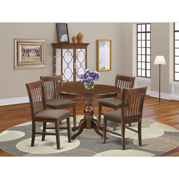 East West Furniture 5 Piece Hartland Kitchen Table Set - Mahogany - HBNF5-MAH-C